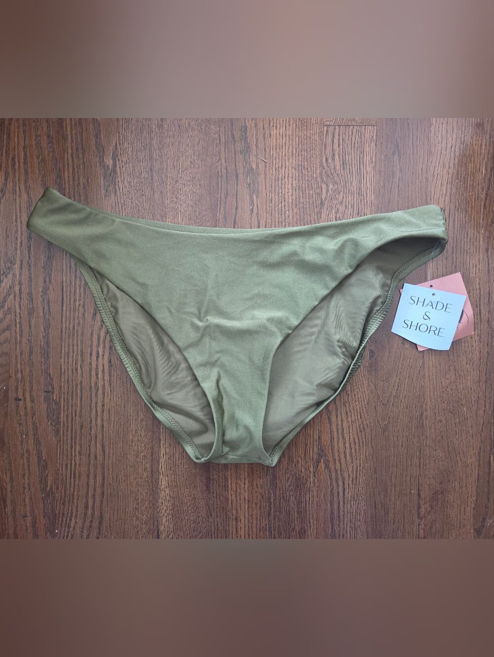 New Shade & Shore Womens Small 4/6 Green Swim Bikini Bottoms
